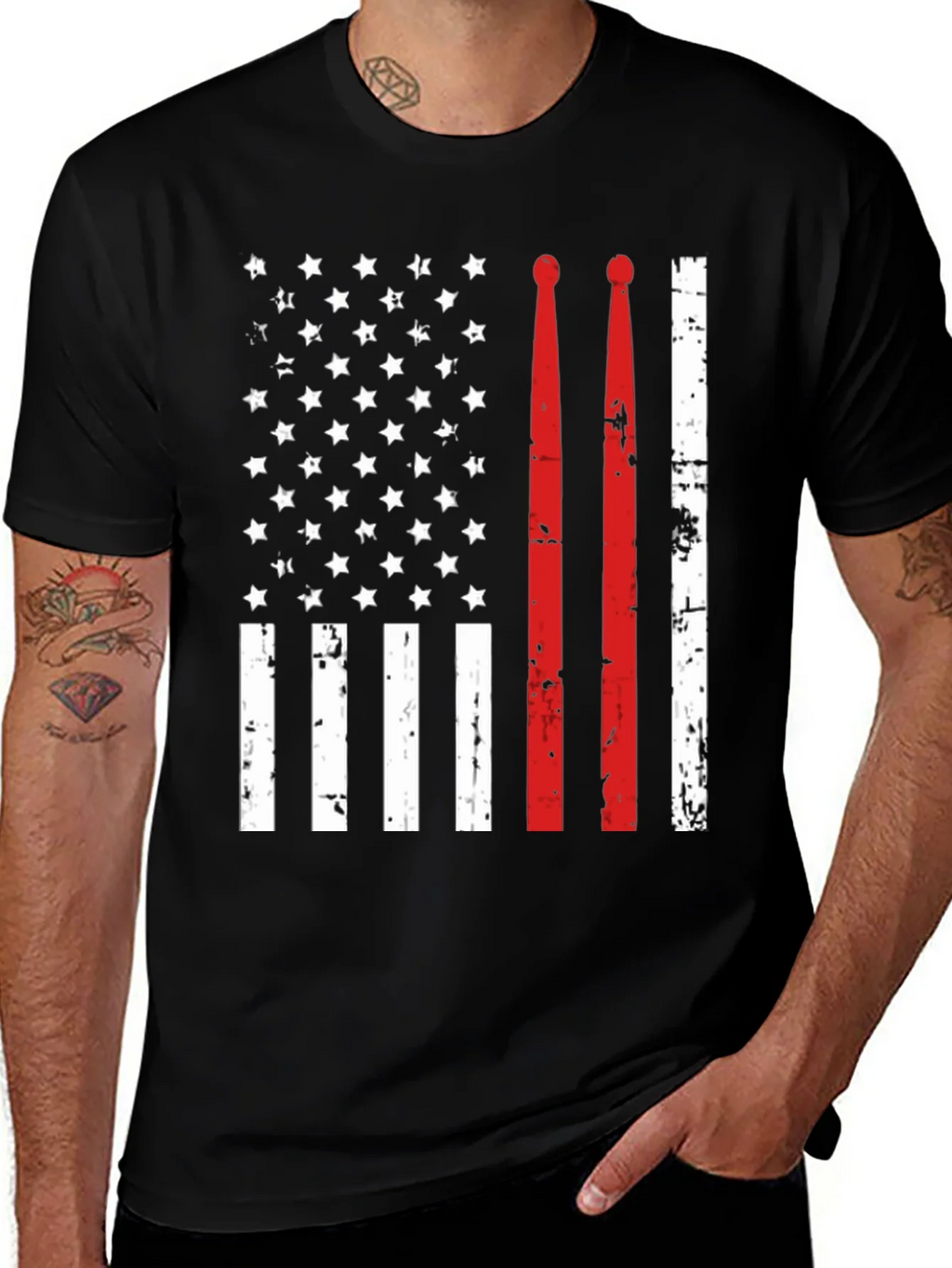 Drummer American Flag T-Shirt product image 1