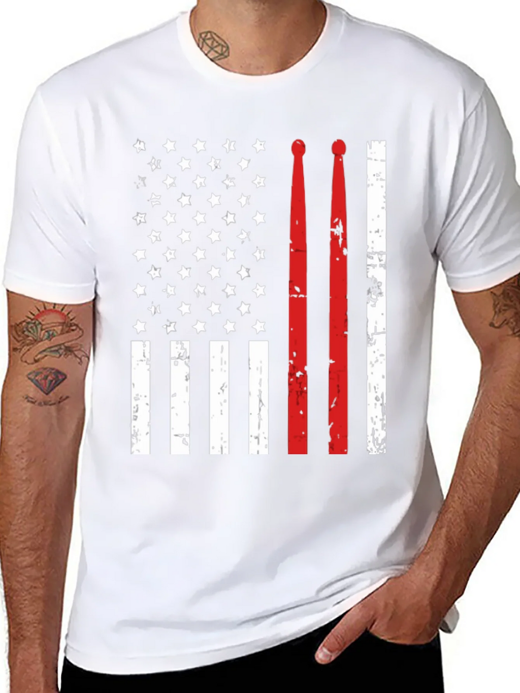 Drummer American Flag T-Shirt product image 7