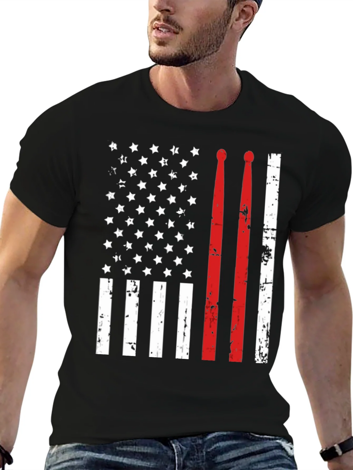 Drummer American Flag T-Shirt product image 6
