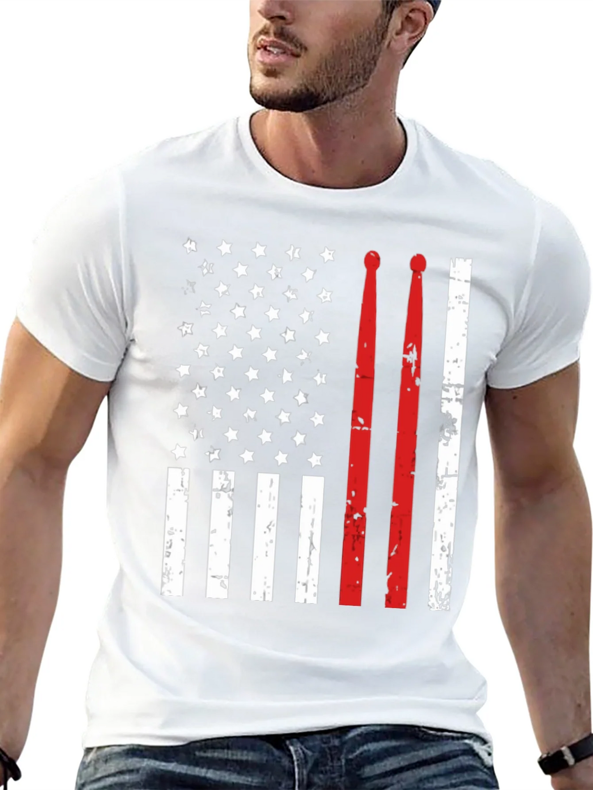 Drummer American Flag T-Shirt product image 12