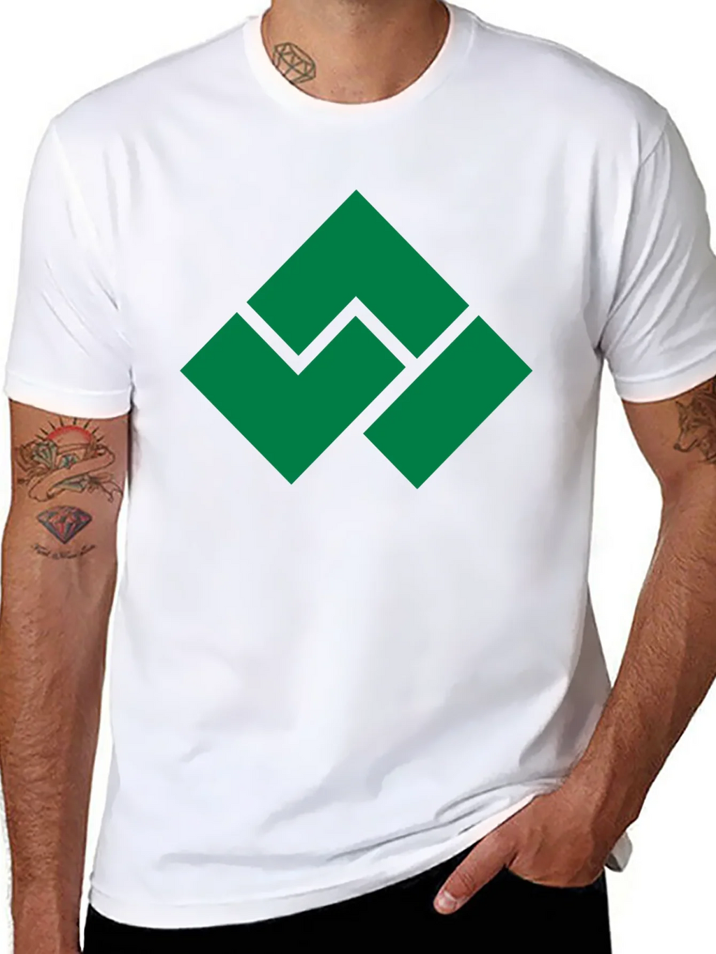 Geometric Green Logo Black T-Shirt product image 7
