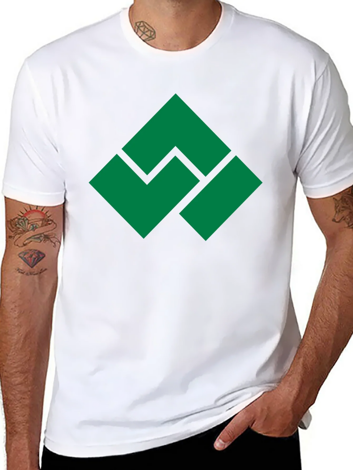 Geometric Green Logo Black T-Shirt product image 7