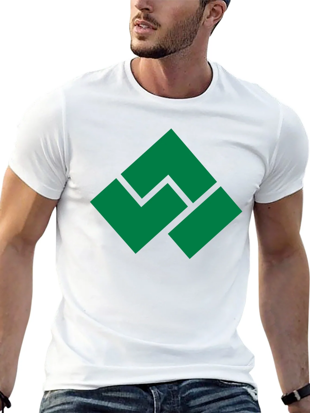 Geometric Green Logo Black T-Shirt product image 12