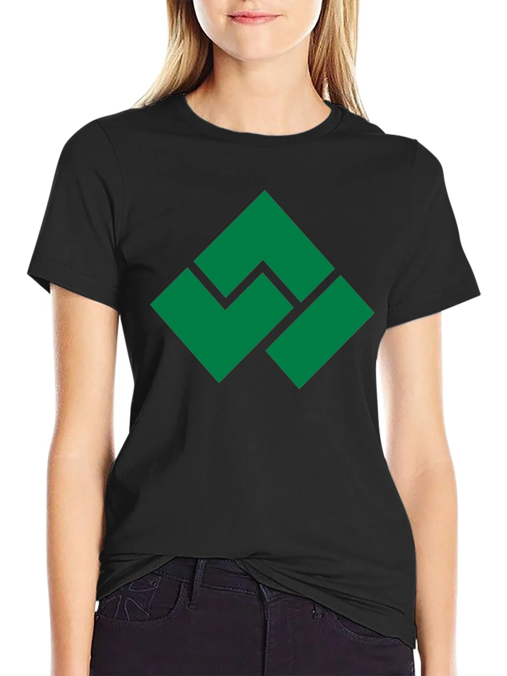Geometric Green Logo Black T-Shirt product image 2