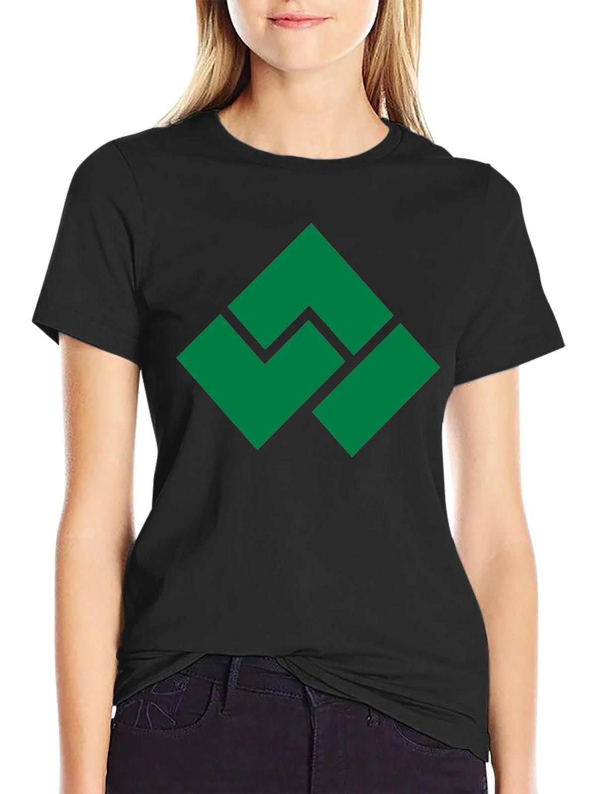 Geometric Green Logo Black T-Shirt product image 2