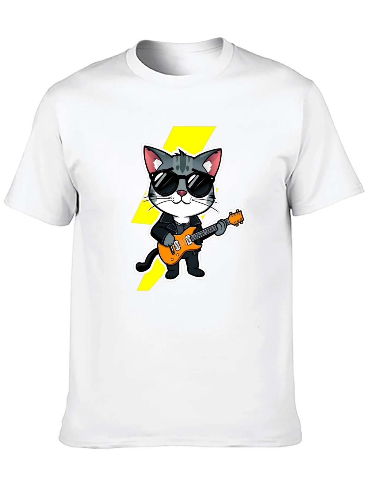 Cool Cat Guitarist Black T-Shirt product image 7