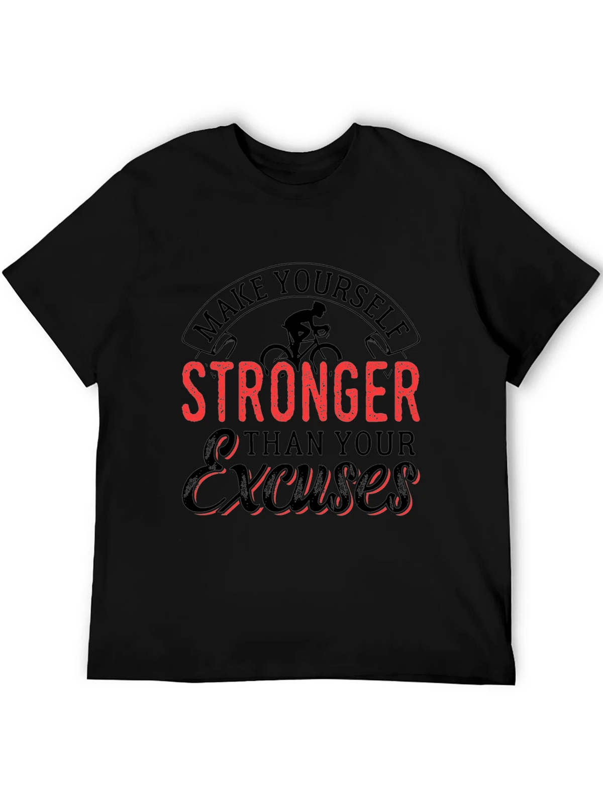 Motivational Black T-Shirt - Stronger Than Excuses product image 5