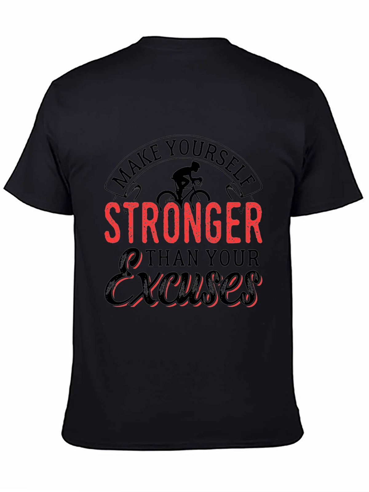 Motivational Black T-Shirt - Stronger Than Excuses product image 4