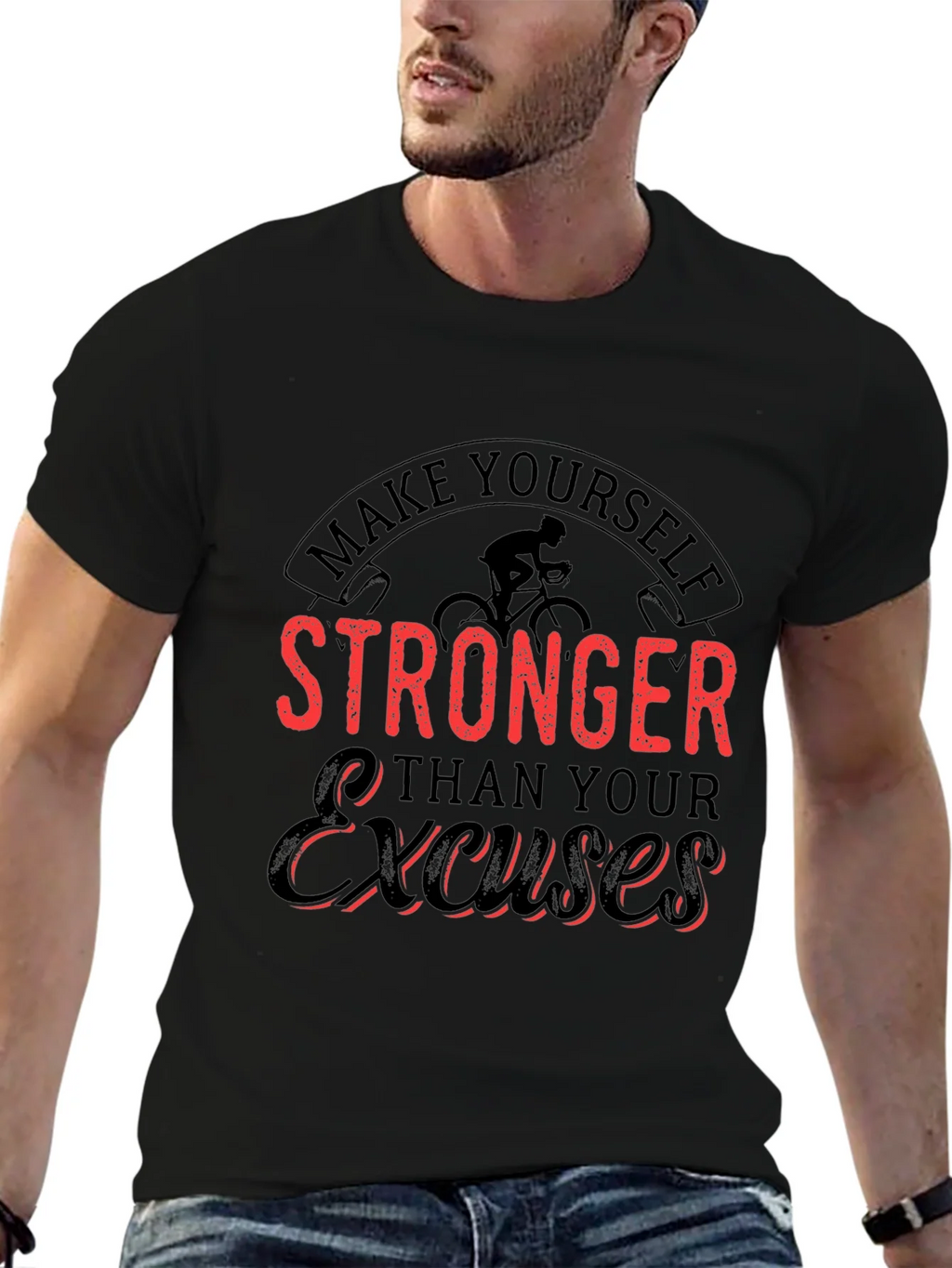Motivational Black T-Shirt - Stronger Than Excuses product image 6