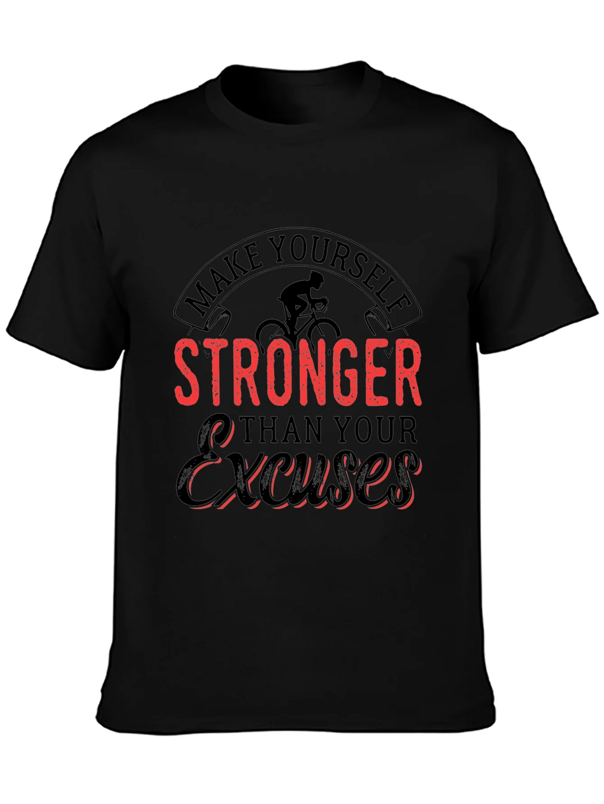 Motivational Black T-Shirt - Stronger Than Excuses product image 3