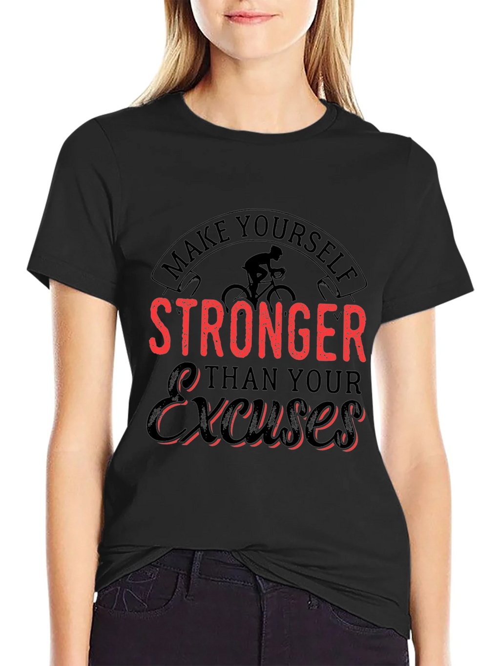 Motivational Black T-Shirt - Stronger Than Excuses product image 2