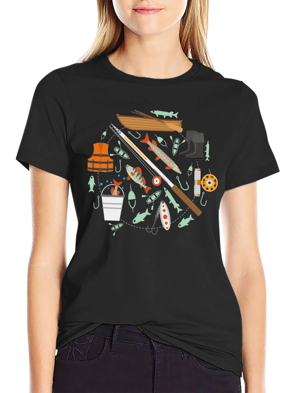 Fishing Enthusiast Black T-Shirt product image 1