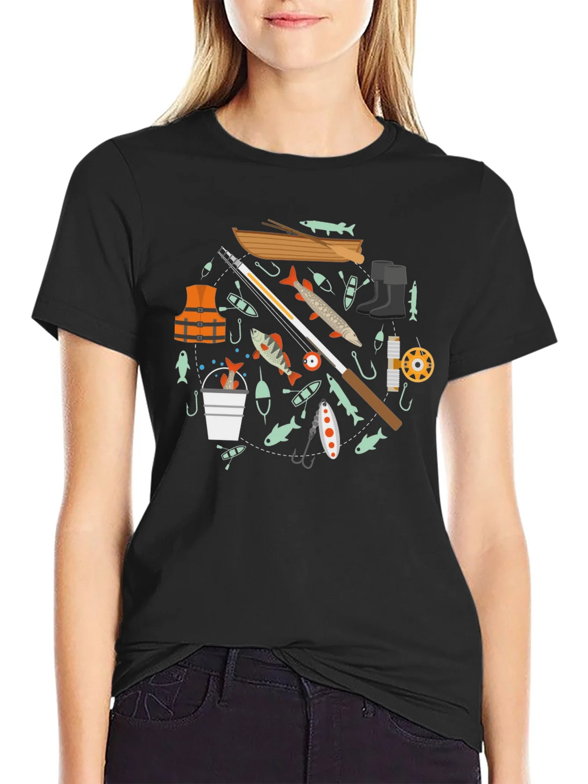 Fishing Enthusiast Black T-Shirt product image 1