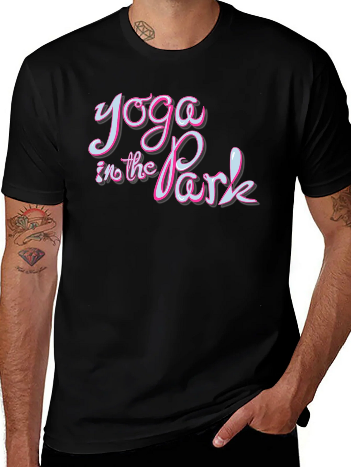 Yoga in the Park Black Graphic T-Shirt product image 1