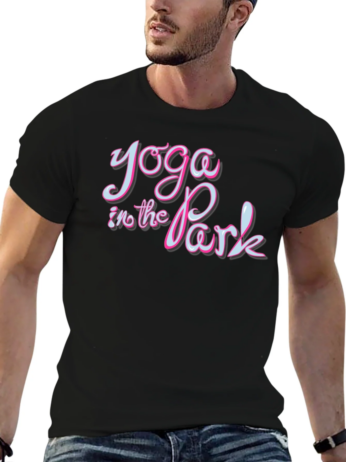 Yoga in the Park Black Graphic T-Shirt product image 6