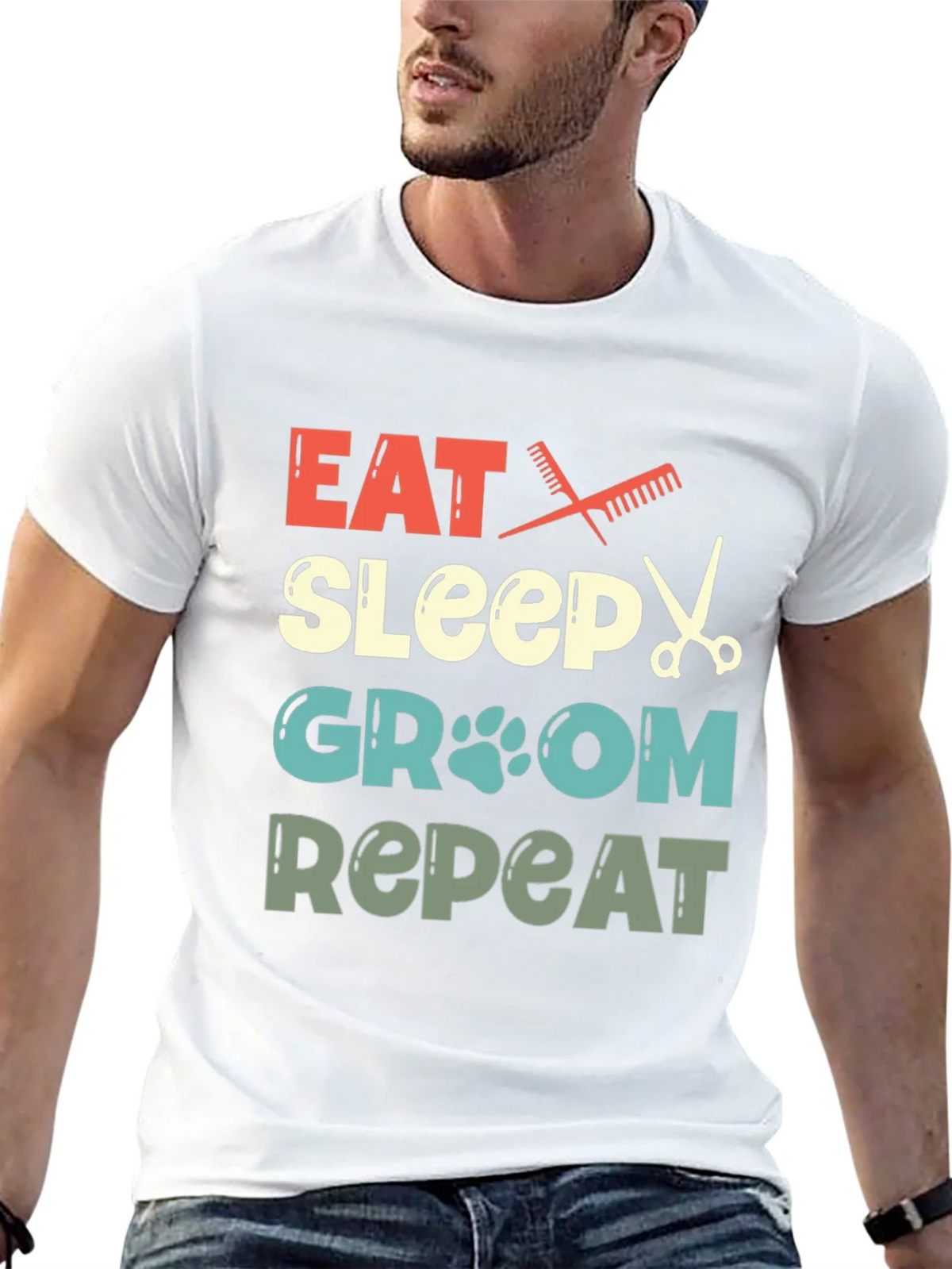 Eat Sleep Groom Repeat Pet Groomer T-Shirt product image 11