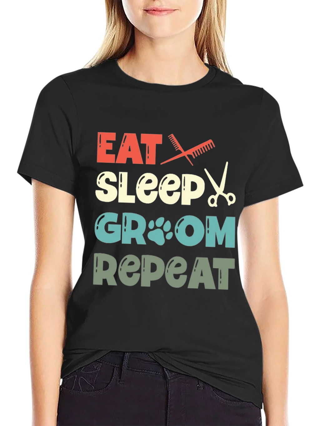 Eat Sleep Groom Repeat Pet Groomer T-Shirt product image 2