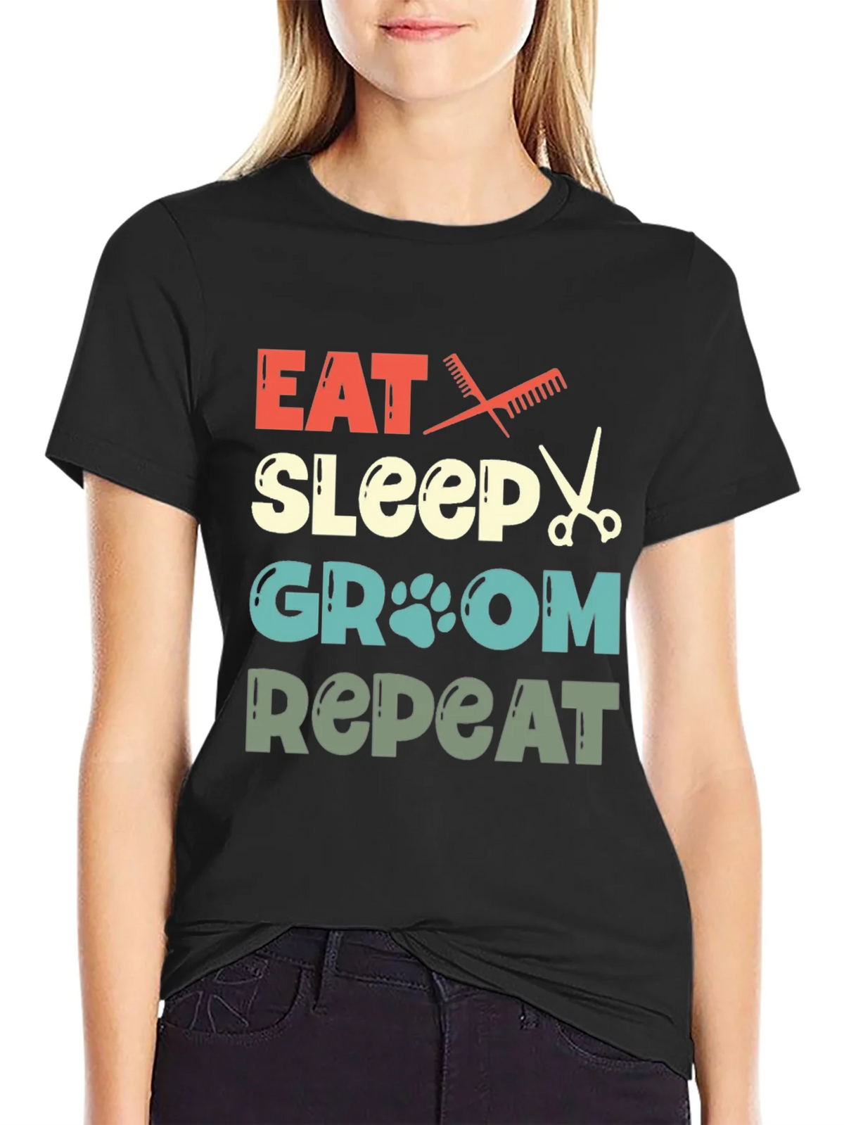 Eat Sleep Groom Repeat Pet Groomer T-Shirt product image 2