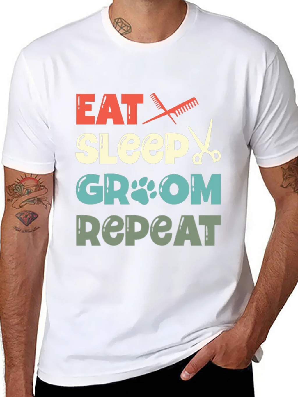 Eat Sleep Groom Repeat Pet Groomer T-Shirt product image 7
