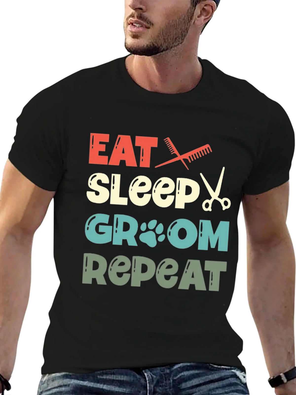 Eat Sleep Groom Repeat Pet Groomer T-Shirt product image 6