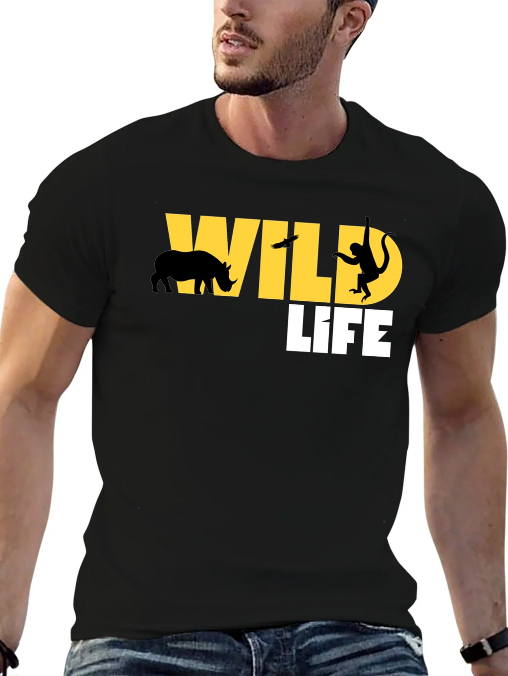 Wildlife Graphic Print Black T-Shirt product image 6