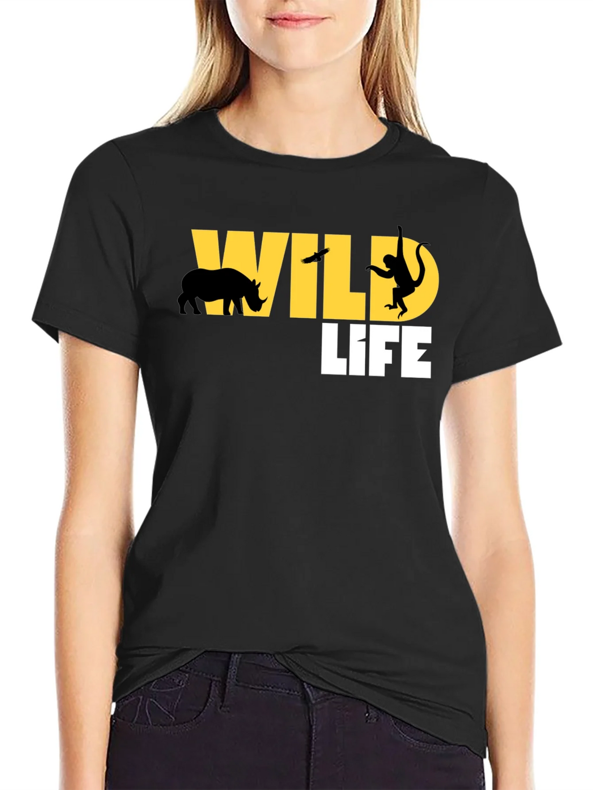 Wildlife Graphic Print Black T-Shirt product image 2