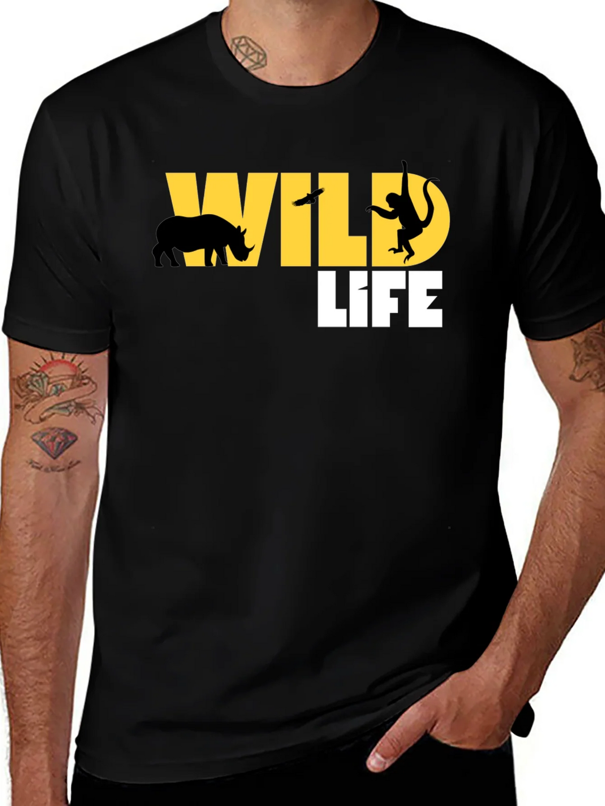 Wildlife Graphic Print Black T-Shirt product image 1
