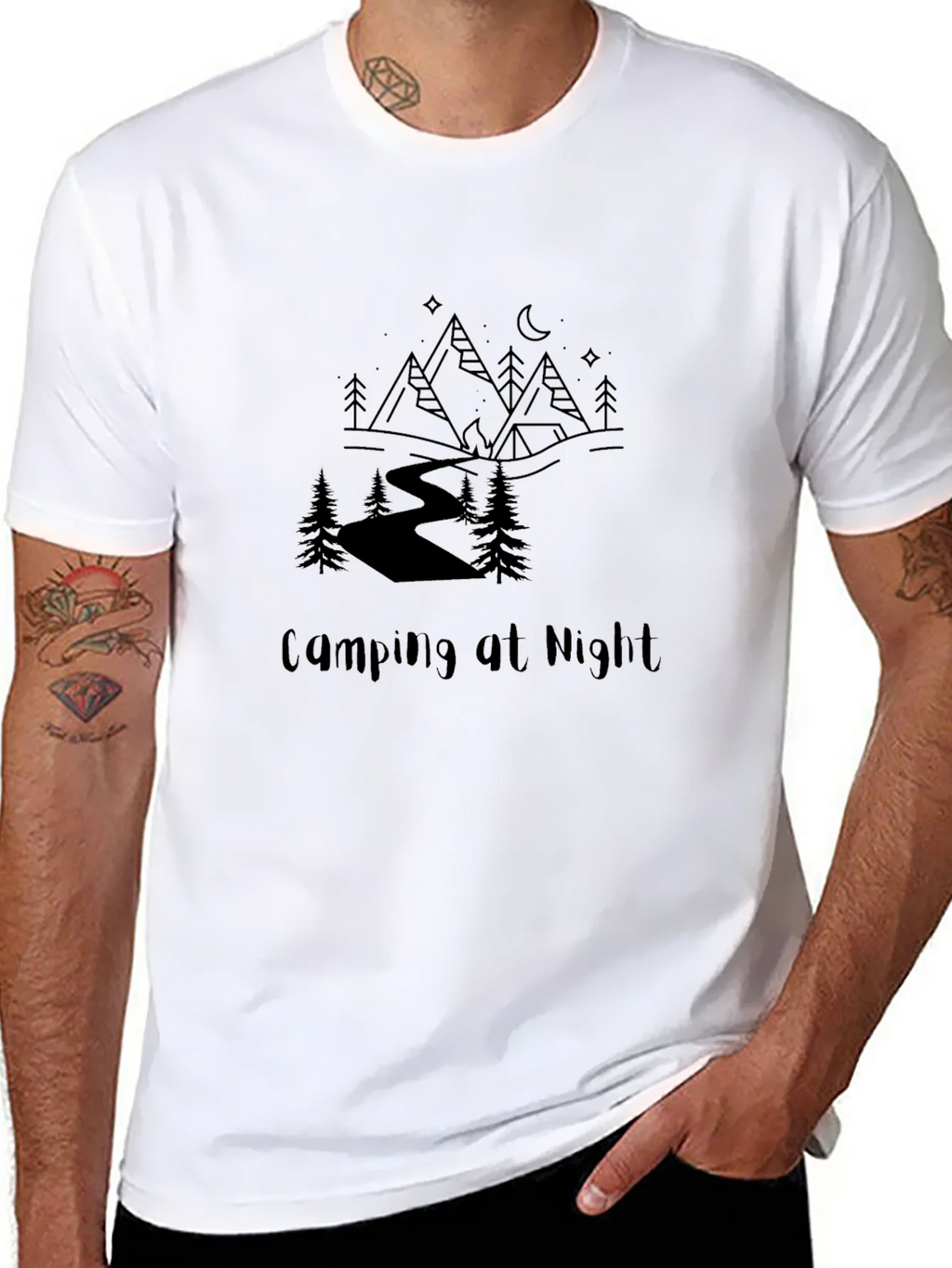 Camping at Night Graphic Tee - Black product image 7