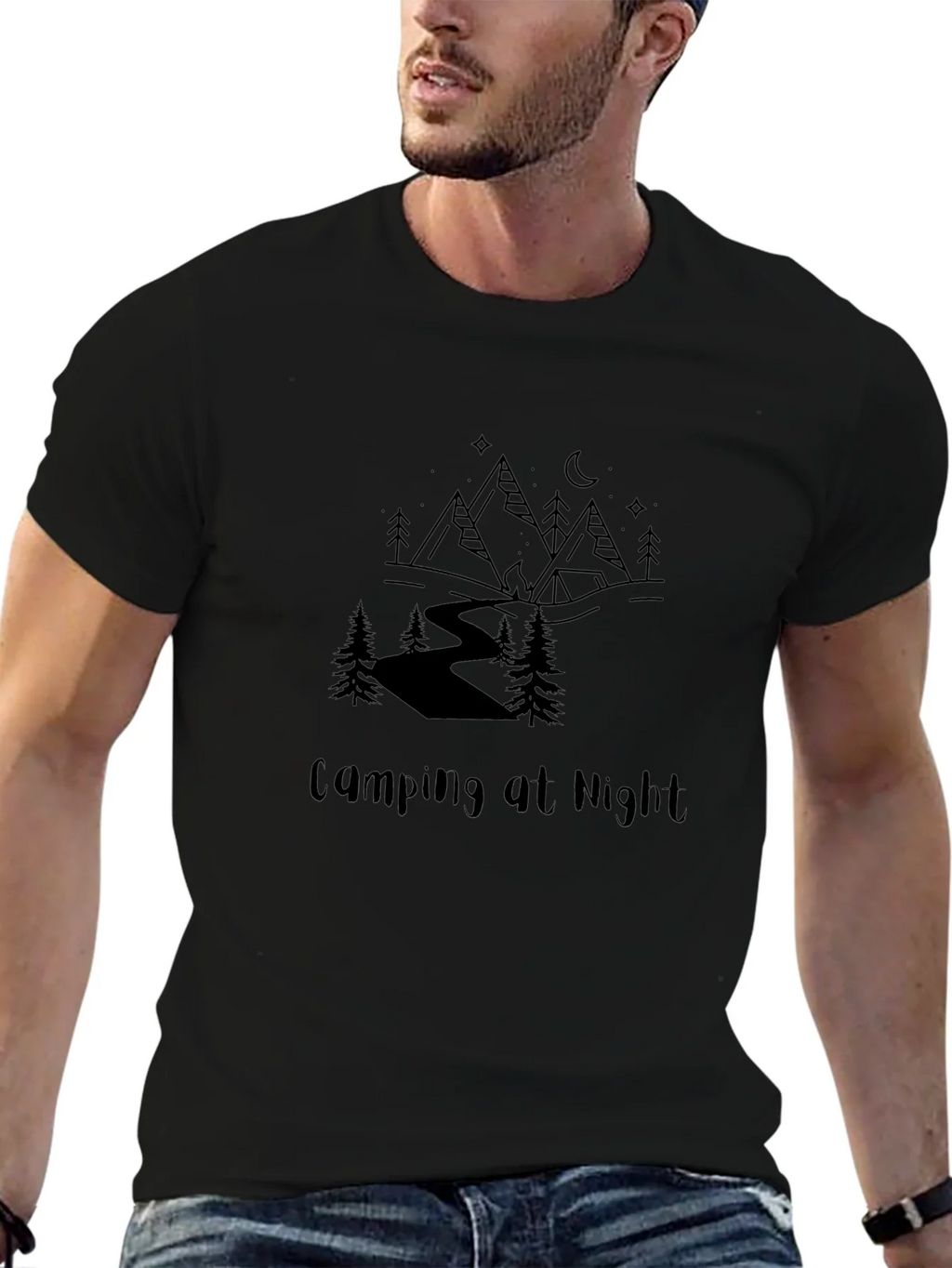 Camping at Night Graphic Tee - Black product image 6