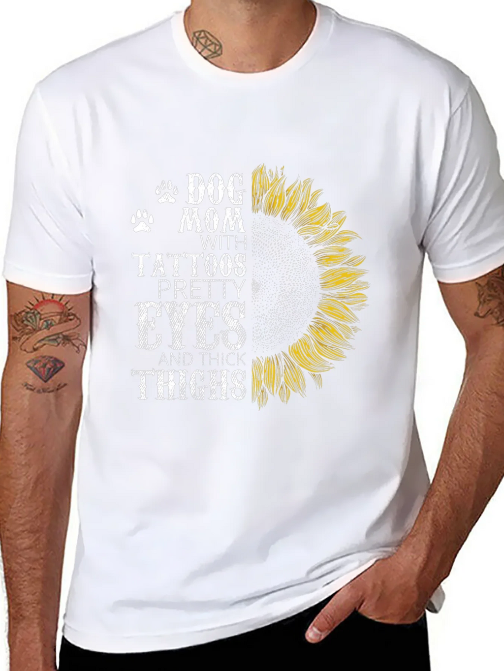 Dog Mom Tattoo Sunflower Graphic T-Shirt product image 7