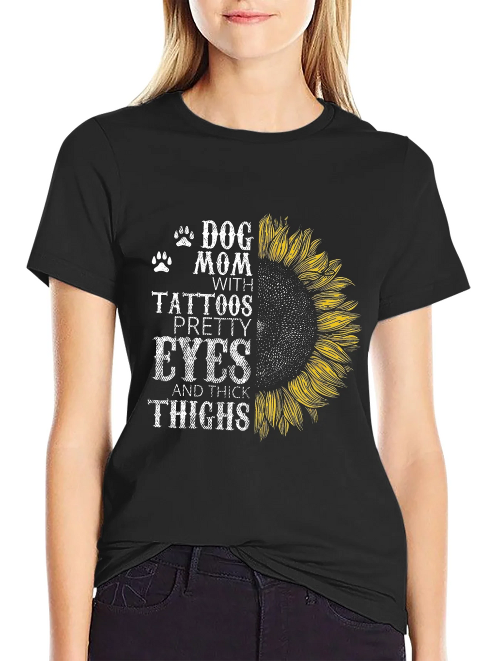 Dog Mom Tattoo Sunflower Graphic T-Shirt product image 2