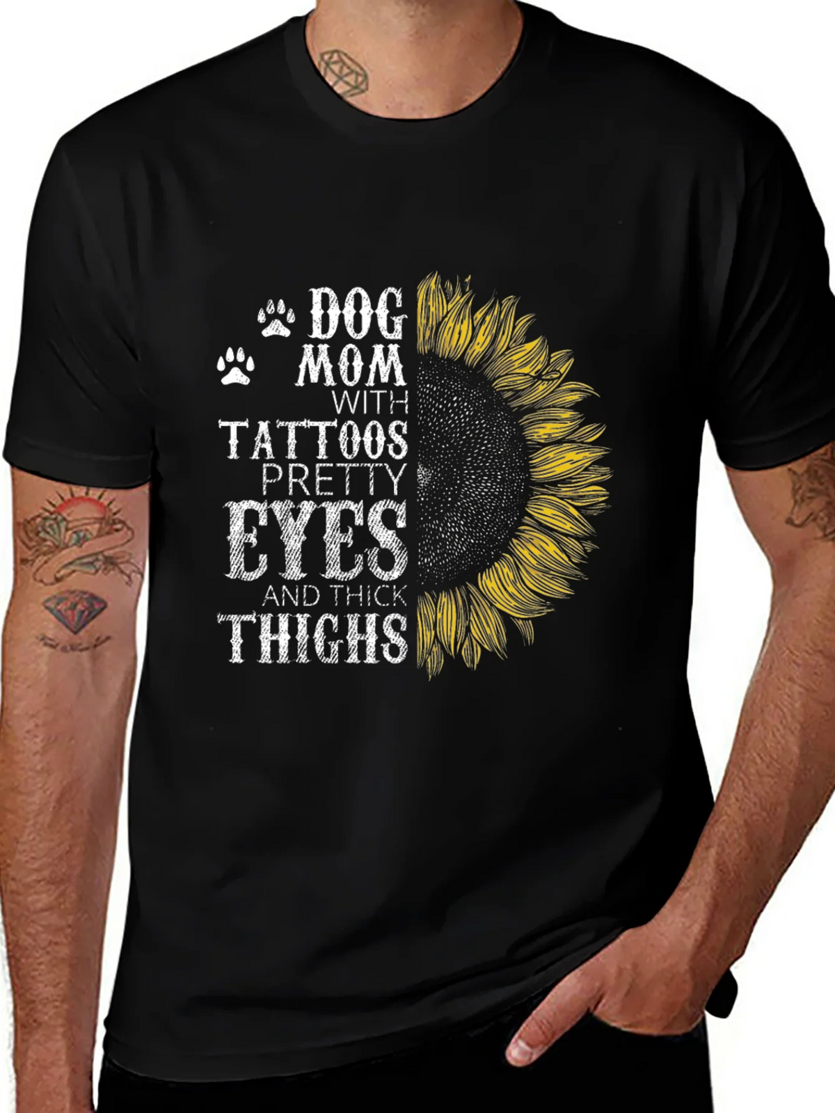 Dog Mom Tattoo Sunflower Graphic T-Shirt product image 1