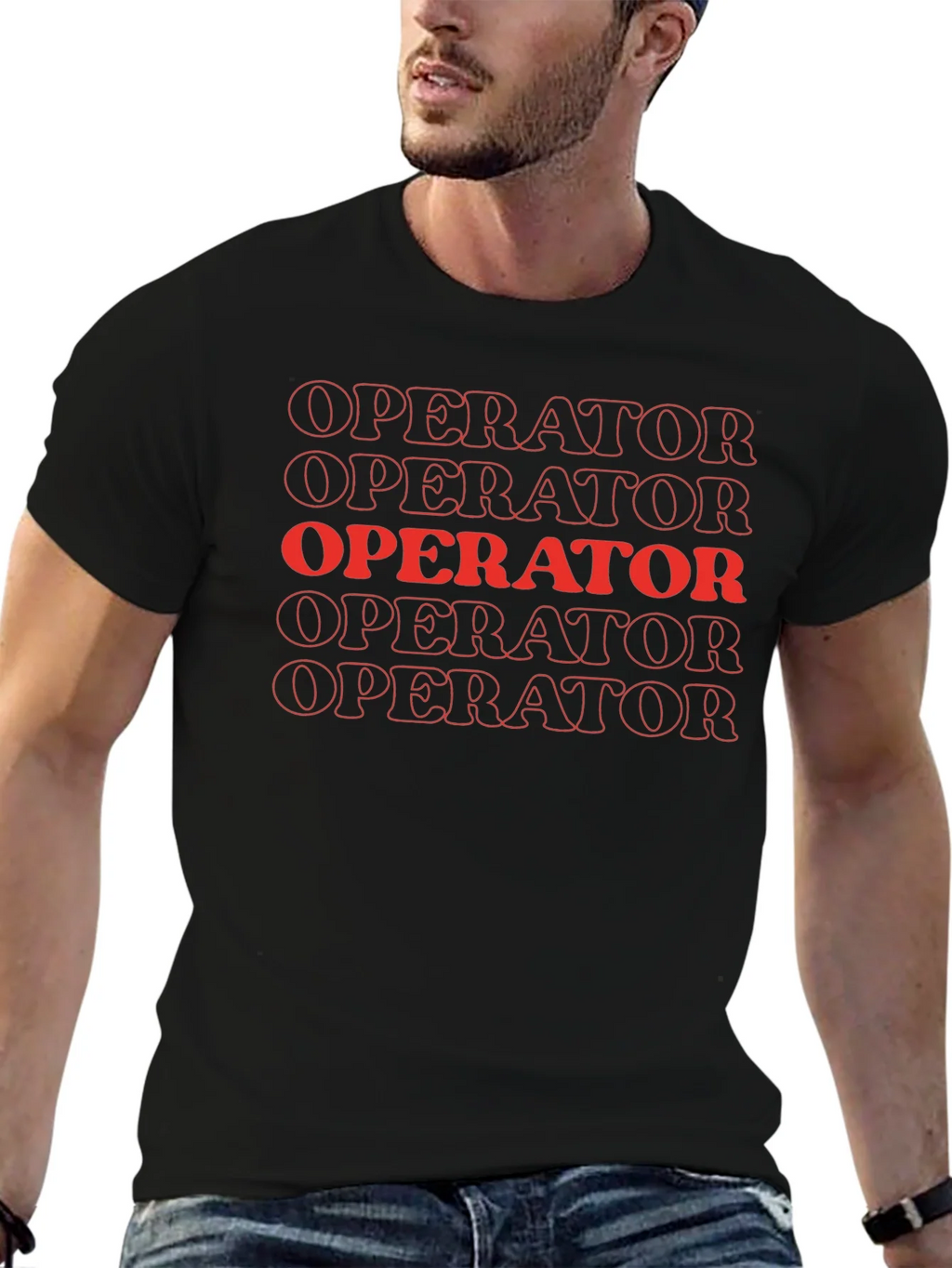 Operator Graphic Tee - Bold Red Print on Black product image 6