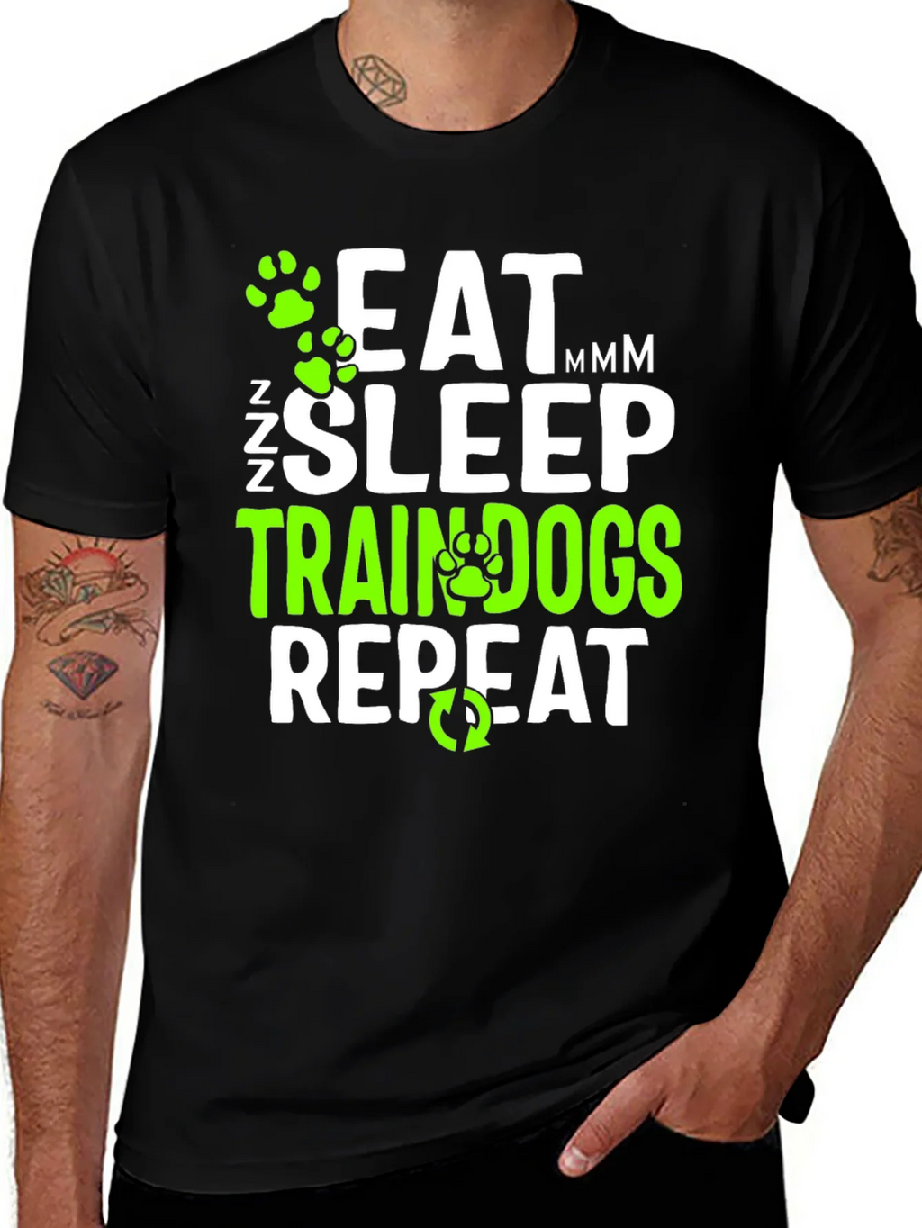 Eat Sleep Train Dogs Repeat Graphic T-Shirt product image 1