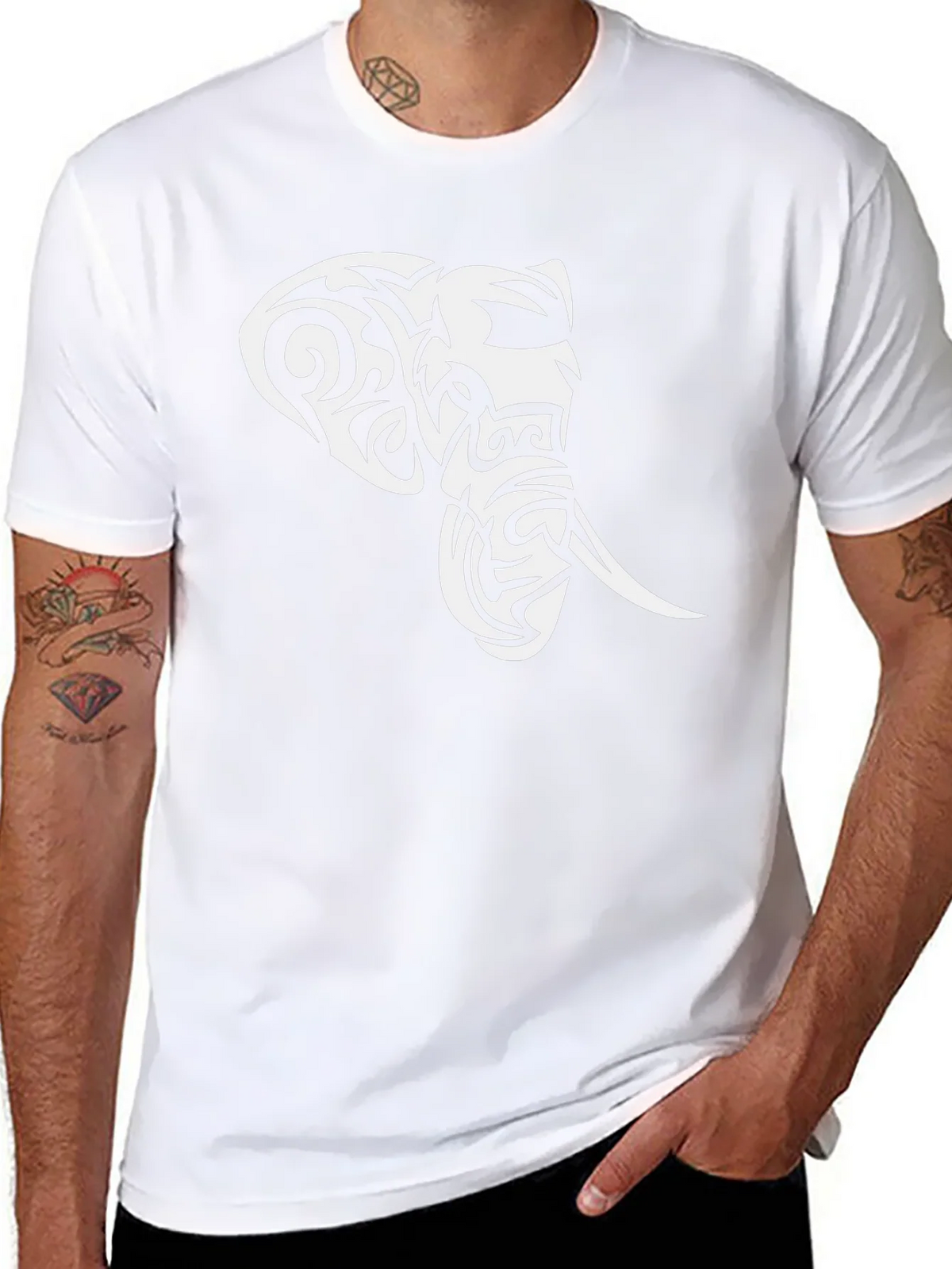 Tribal Elephant Graphic Black T-Shirt product image 7