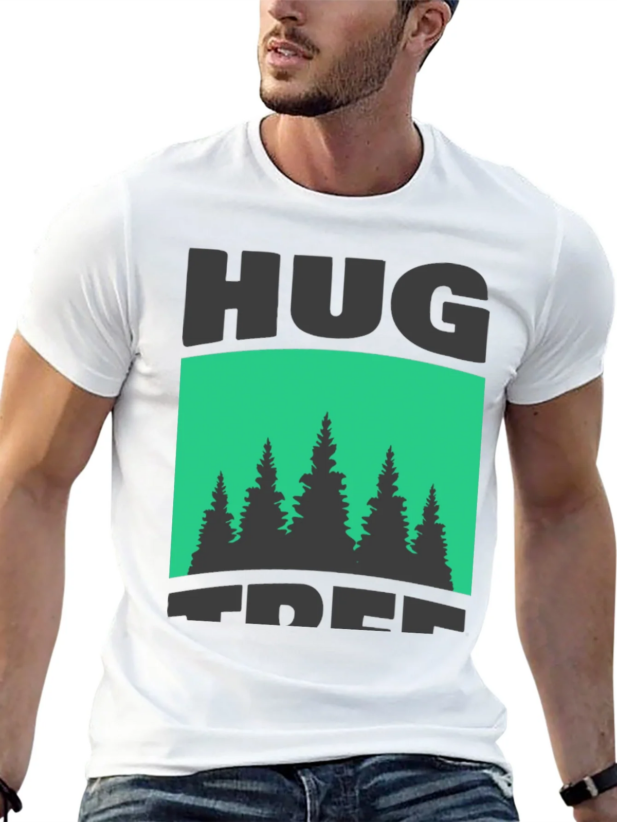 Hug Tree Graphic Print Black T-Shirt product image 12