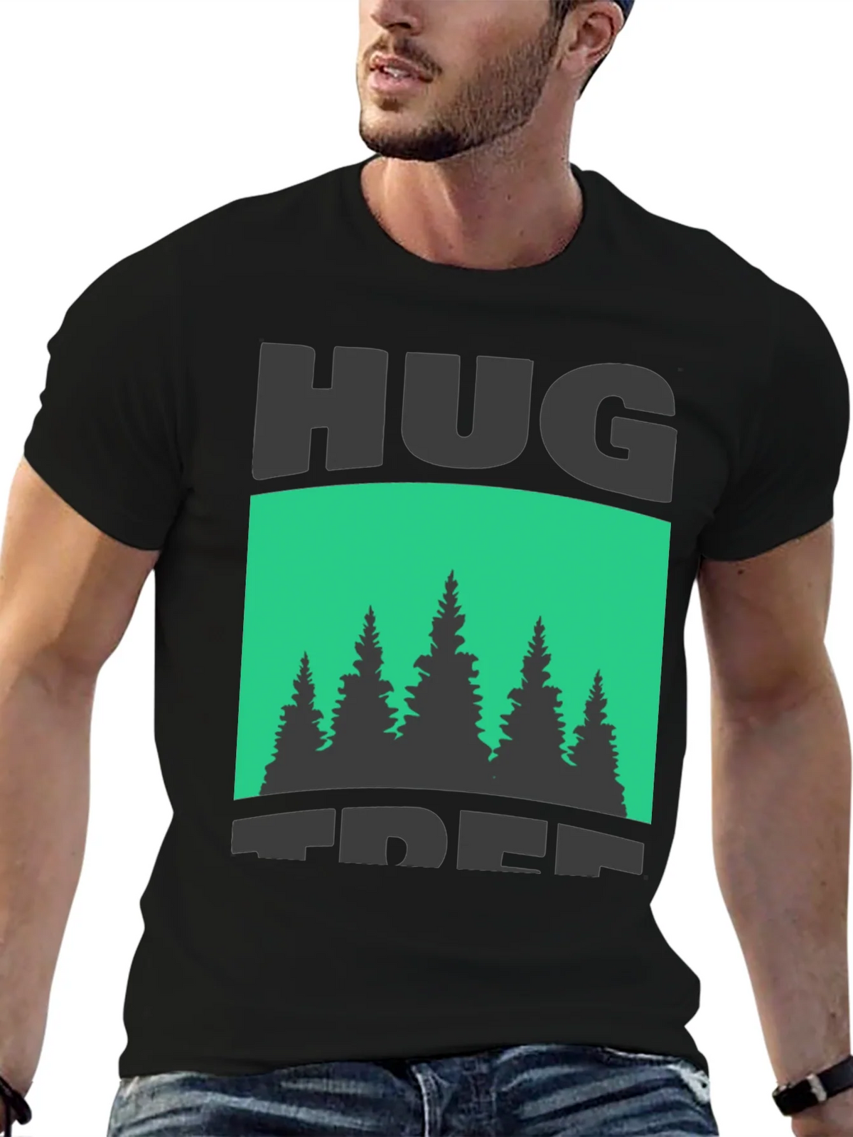 Hug Tree Graphic Print Black T-Shirt product image 6