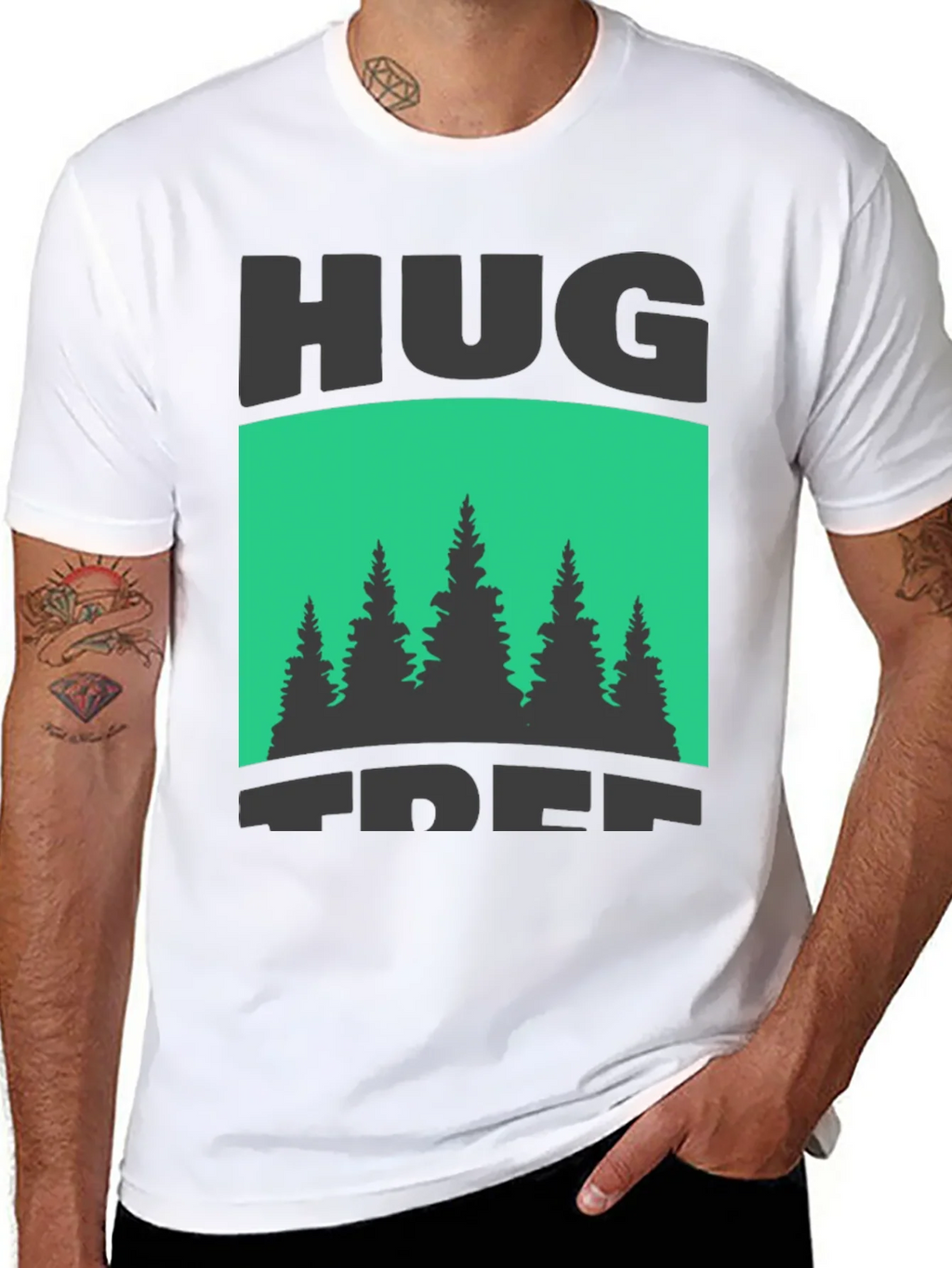 Hug Tree Graphic Print Black T-Shirt product image 7