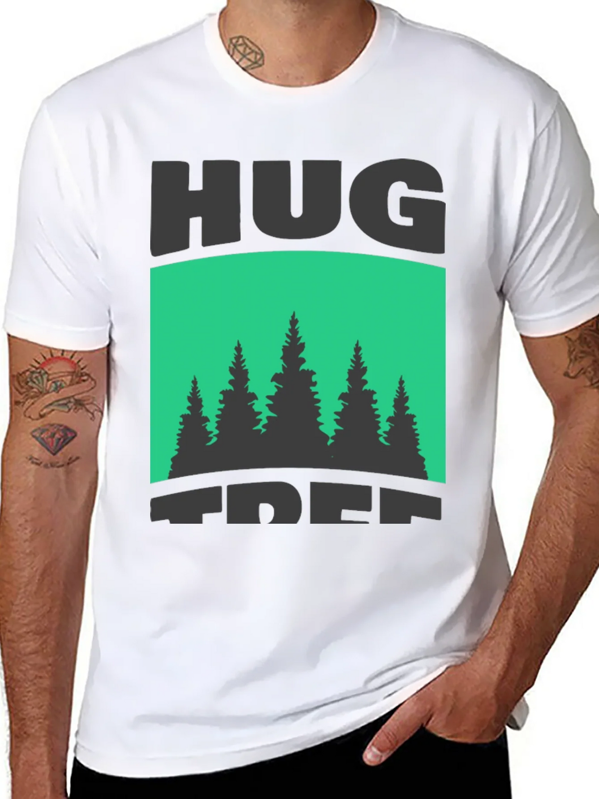 Hug Tree Graphic Print Black T-Shirt product image 7