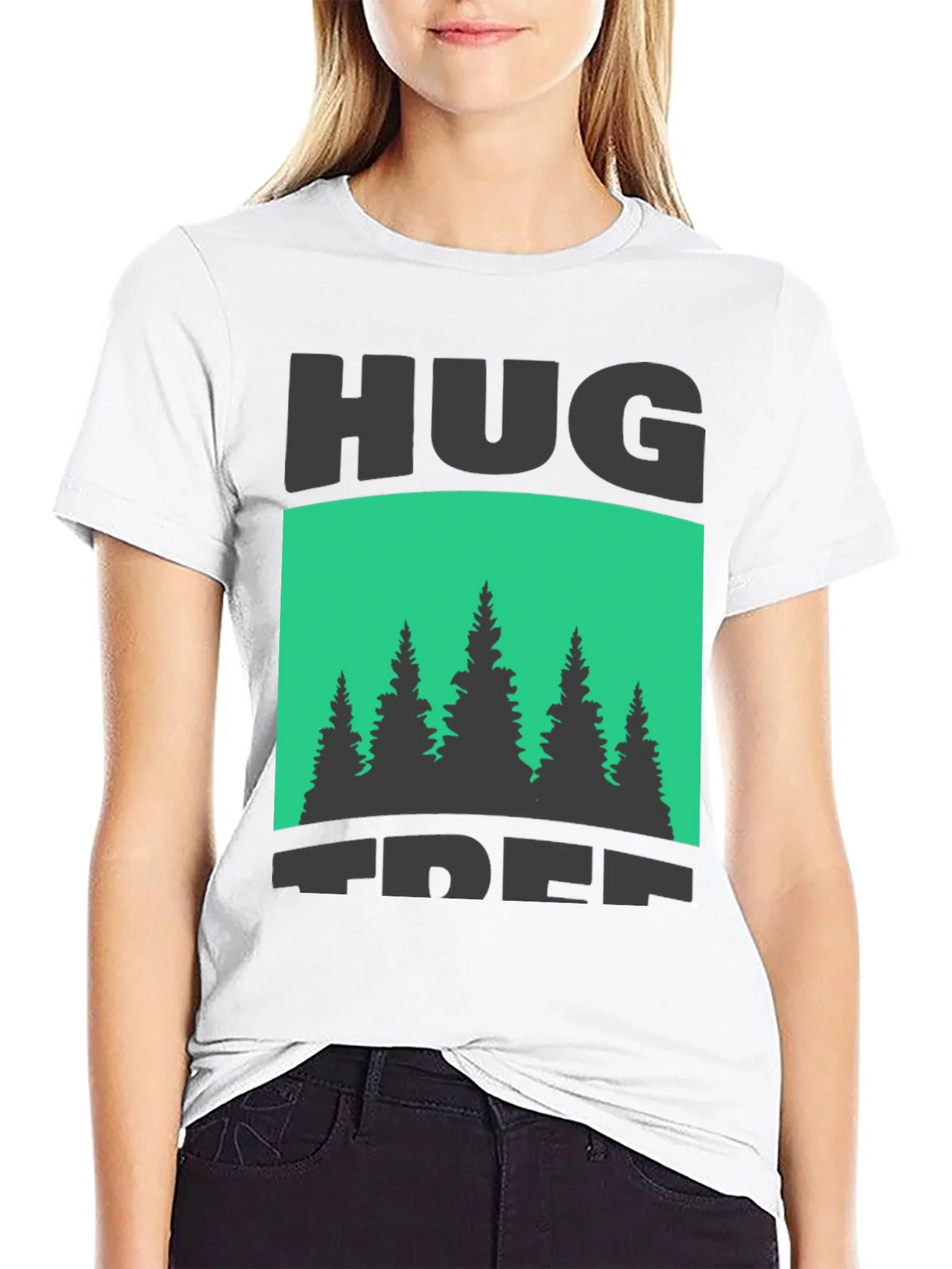 Hug Tree Graphic Print Black T-Shirt product image 8