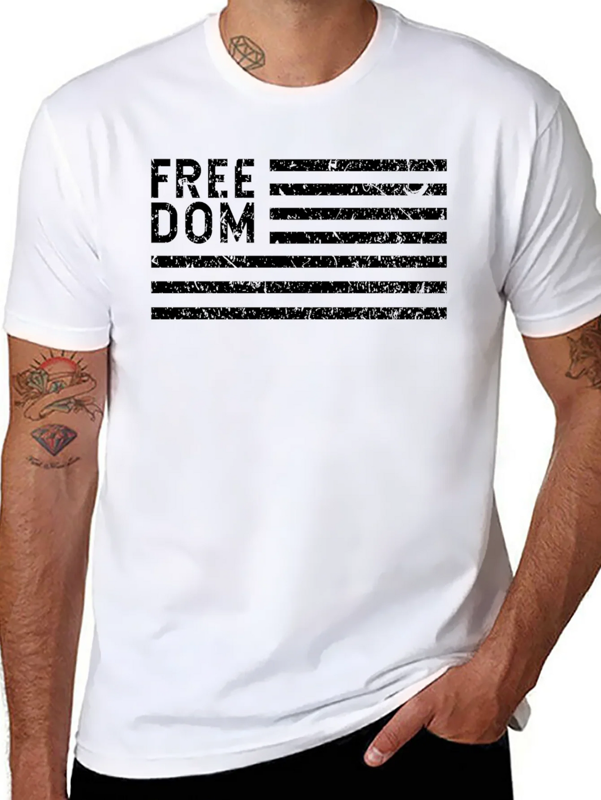 Freedom American Flag Black Graphic T-Shirt product image 7