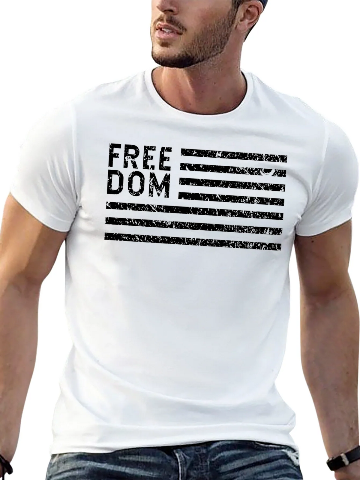 Freedom American Flag Black Graphic T-Shirt product image 12
