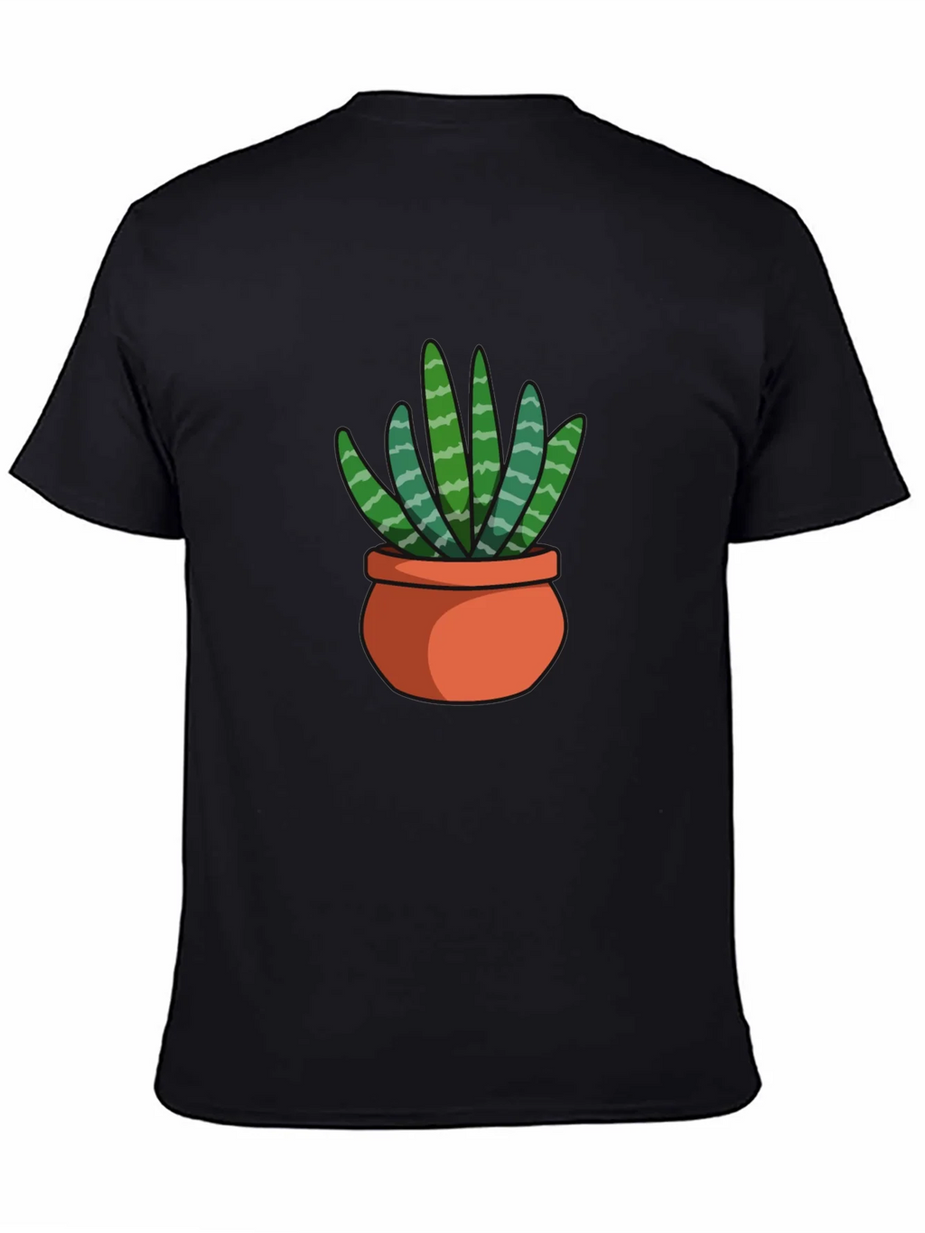 Black T-Shirt with Succulent Plant Graphic product image 4