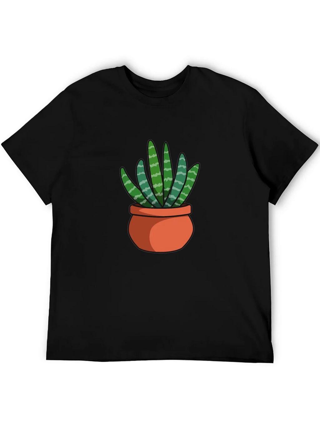 Black T-Shirt with Succulent Plant Graphic product image 5