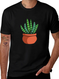 Black T-Shirt with Succulent Plant Graphic product image 1