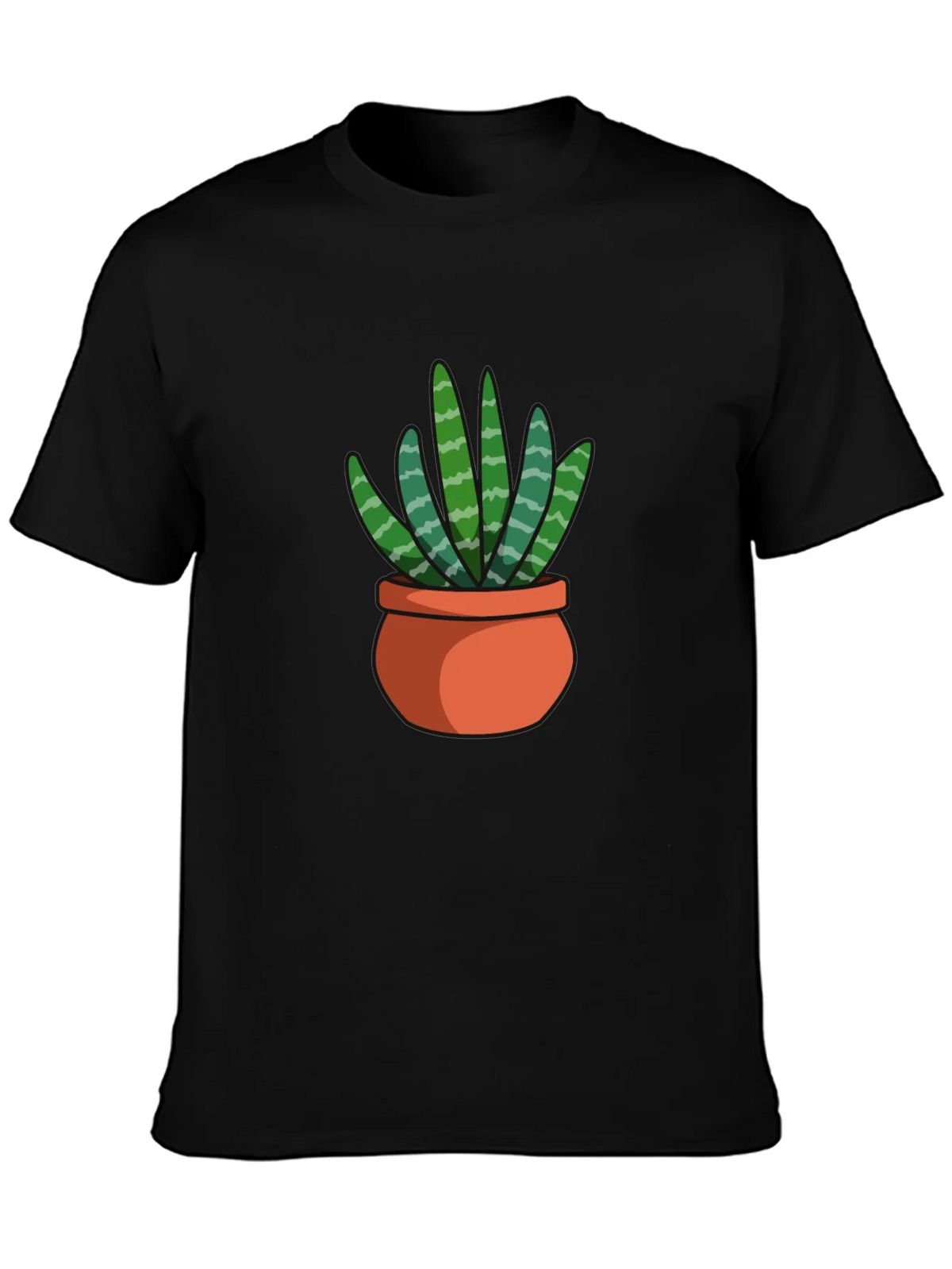 Black T-Shirt with Succulent Plant Graphic product image 3