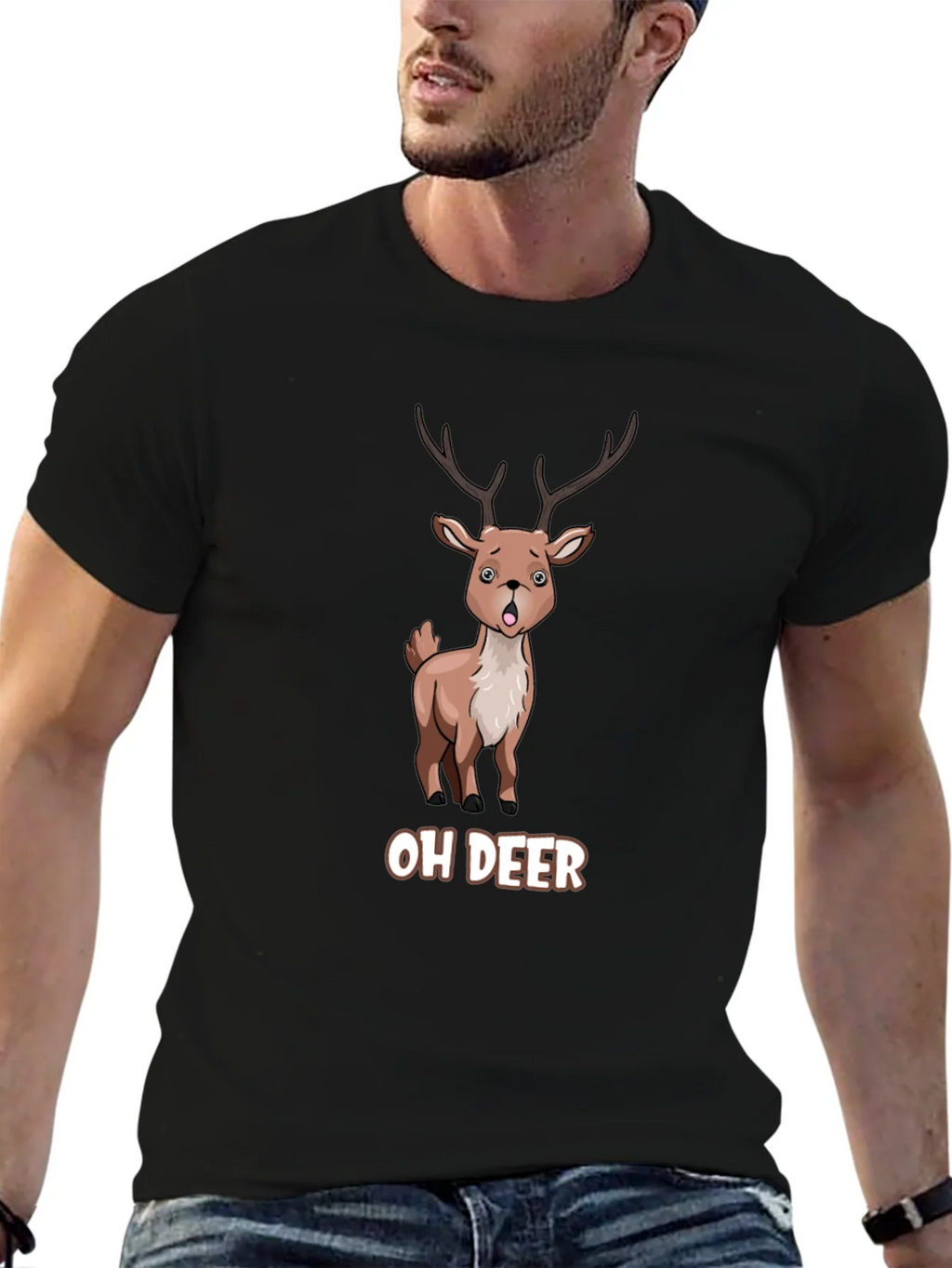 Oh Deer Funny Cartoon Graphic T-Shirt product image 6