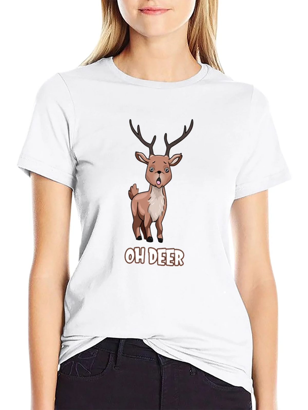 Oh Deer Funny Cartoon Graphic T-Shirt product image 8