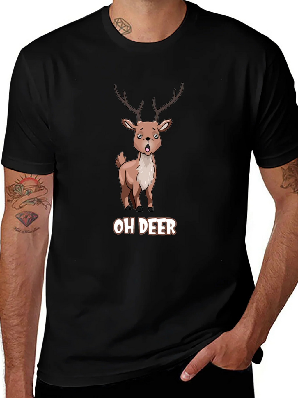 Oh Deer Funny Cartoon Graphic T-Shirt product image 1