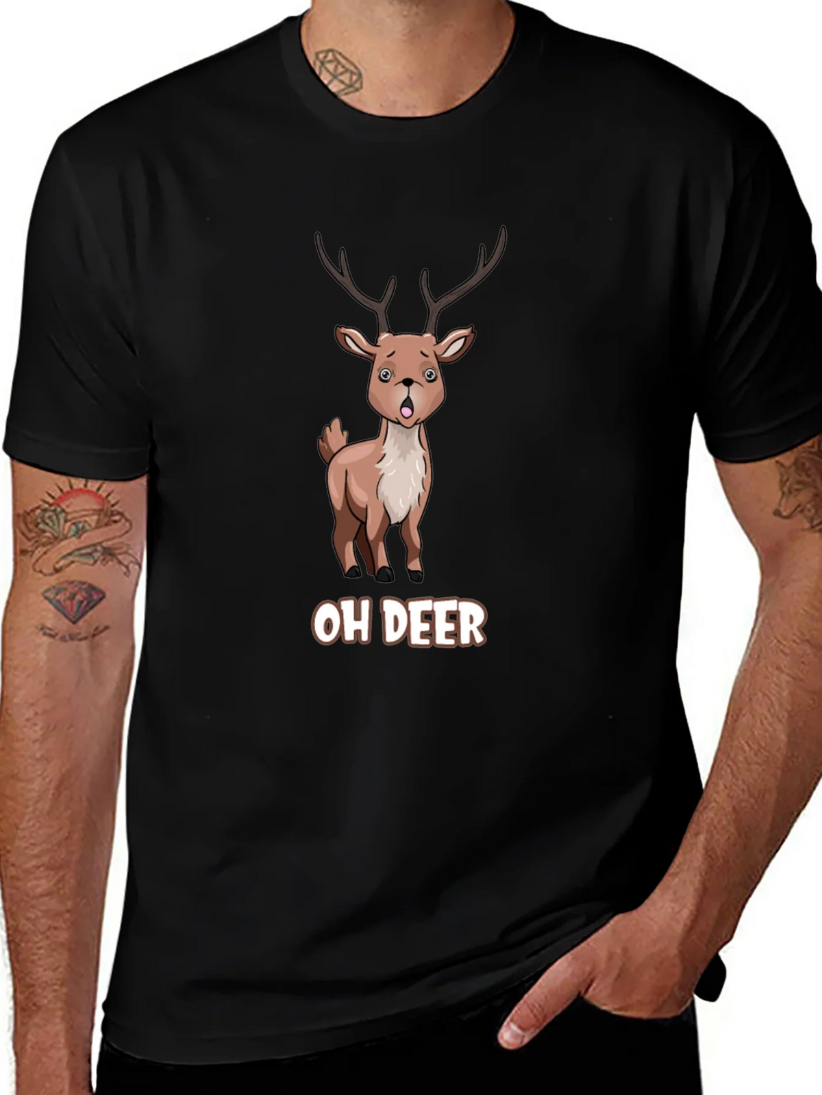 Oh Deer Funny Cartoon Graphic T-Shirt product image 1